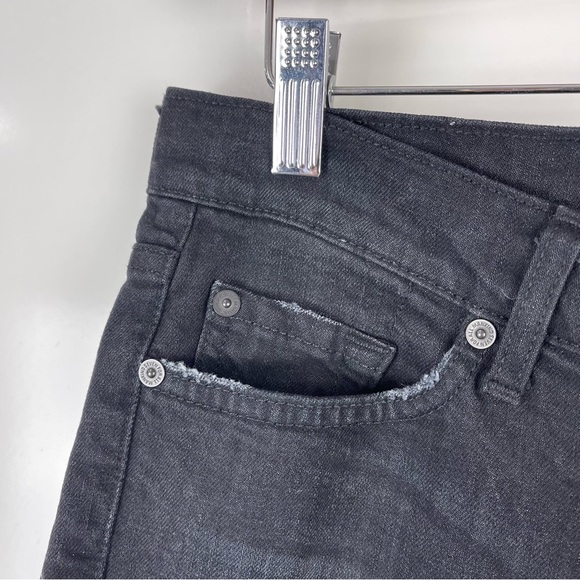 7 For All Mankind Rickie Distressed Cuffed Boyfriend Jeans Black Women's Size 28 - Picture 4 of 10